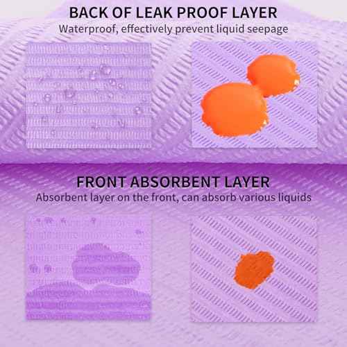 50pcs Disposable Nail Mats Foldable Nail Paper Towels for Table Acrylic Nail Practice Sheet, 3 Ply Waterproof Clean Nail Table Practice Mat for Salon Manicure Tattoo,Nail Art Accessories(Purple)