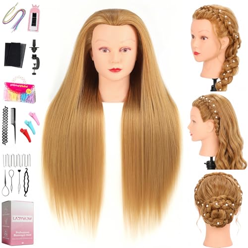 80% Human Hair Mannequin Head 28 inch with Table Clamp Stand