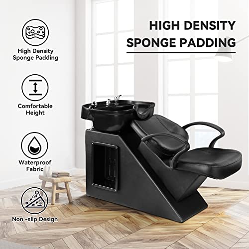 Ainfox Shampoo Backwash Chair with ABS Bowl Sink