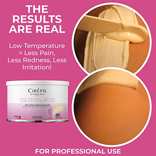Cirepil - Escential Rose - 400g / 14.11 oz Hard Wax Tin - Creamy Stripless Wax for Sensitive Areas - Effective on Short & Shaved Hair - Professional Body & Bikini Depilatory Refill