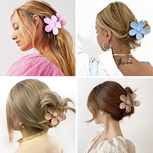 Flower Hair Claw Clips 8-Pack Large Strong Hold