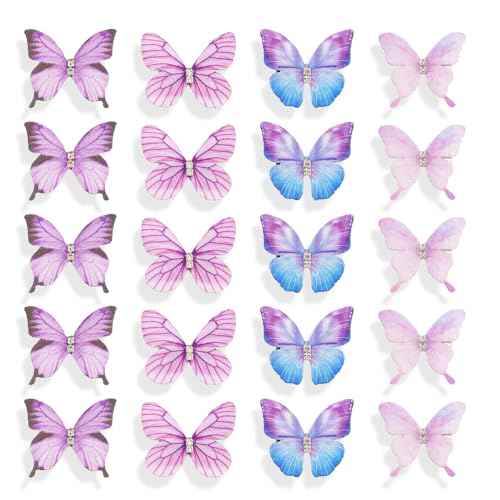 TODDER 20PCS Purple Butterfly Hair Clips for Women and Girls Y2k Fairy Hair Accessories Cute Mini Butterfly Hair Clips for Themed Party, Prom,Birthday, Wedding and Back to School