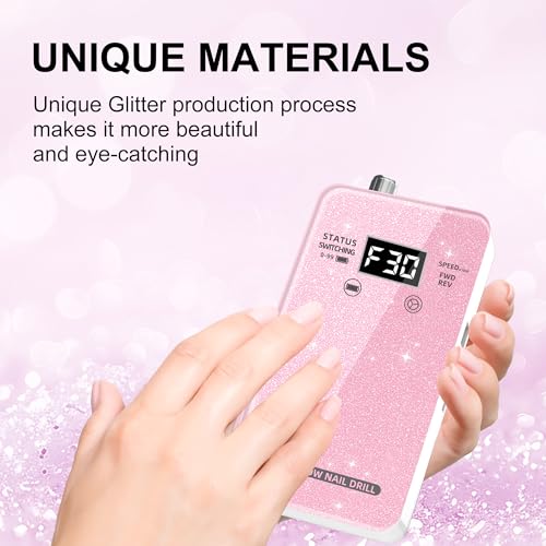 Portable Electric Nail Drill Kit - 30000 RPM Rechargeable E-File with 11 Bits