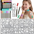 Temporary Tattoo Markers + 142 Stencils for Kids