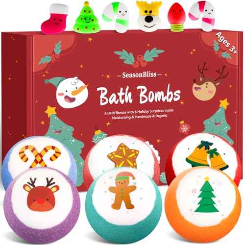 Christmas Bath Bombs for Kids with Surprise Inside,Bath Bombs Sets with 6 Pack Bubble Bath Bomb for Girls and Boys, Nice Gifts for Kids