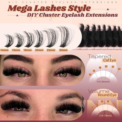 Fluffy Lash Clusters 14-24mm Volume Eyelash Extensions DIY