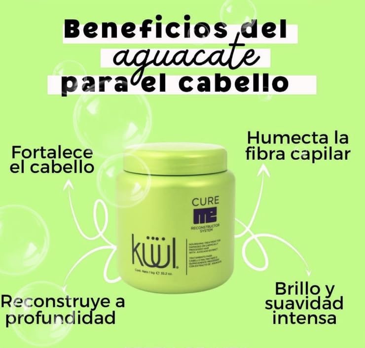 Kuul Cure Me Reconstructor 35.2 oz (Tratamiento Para Cabello Maltratado) AVOCADO (con extracto de aguacate)