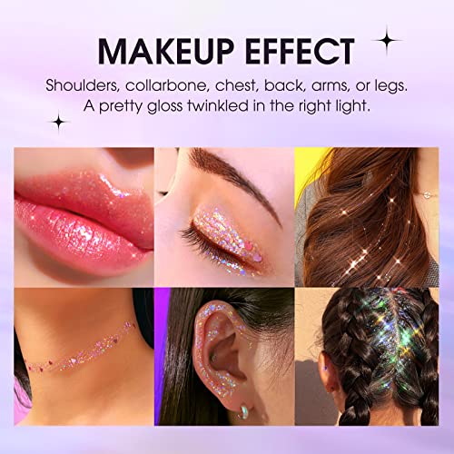 Holographic Body Glitter Gel - 4pc Festival Makeup Set