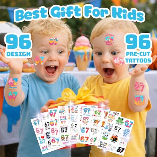 96 PCS Temporary Tattoos for Kids - Pre-Cut Party Favors