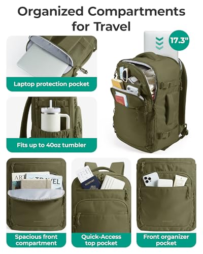BAGSMART 17.3 inch Travel Backpack with Laptop Compartment & Shoe Bag