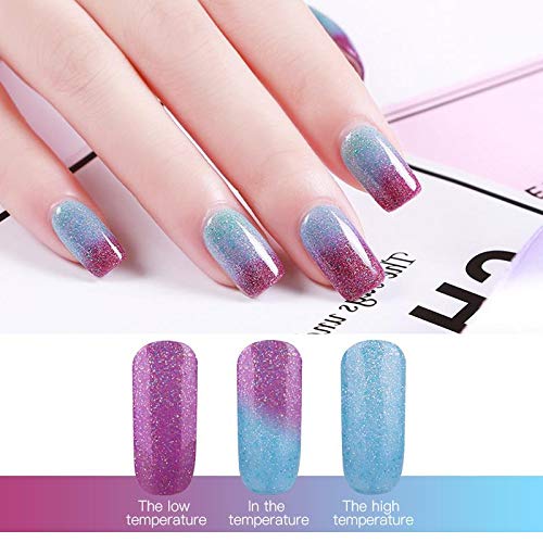 Omainy Gel Nail Polish Set -Color Changing Gel Nail Polish Set Purple Blue Pink Red Laverder Wind Red Black Color Changing Gel Polish Soak Off UV LED Thermal Temperature Art (8PC003)