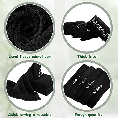 Shimeyao 20 Pack Makeup Towels Black Makeup Washcloths for Face Microfiber Remover Cloth 13x13 Inch Quick Dry Face Towels for Cleansing Hand