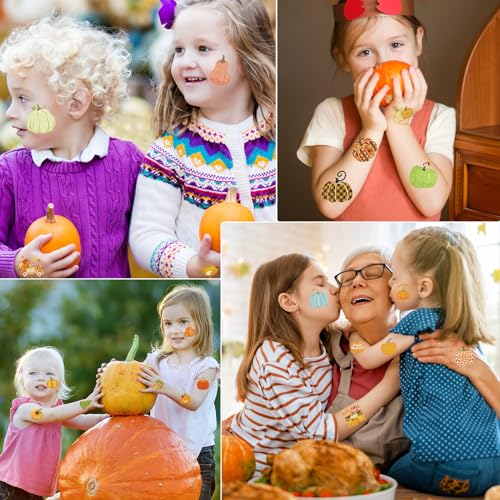 96pc Glitter Pumpkin Temporary Tattoos Fall Party Decor