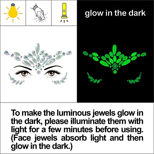 Face Gems Rhinestone Stickers Kit, 9 Sets Glitter & Body Jewels