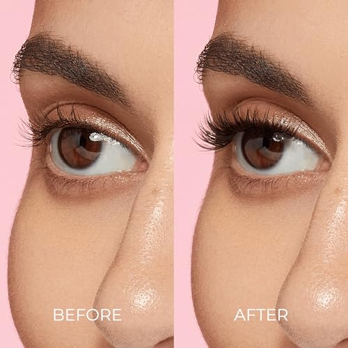 KISS imPRESS Falsies Press On Self Adhesive Eyelashes, 10mm-12mm Glam Volume Press On Lashes, Black, No Glue Needed, Invisible Band, 12 Lash Clusters - Refined