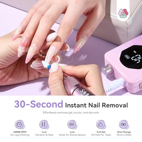 SAVILAND Nail Drill 40000RPM | 30s Fast Removal Gel Acrylic