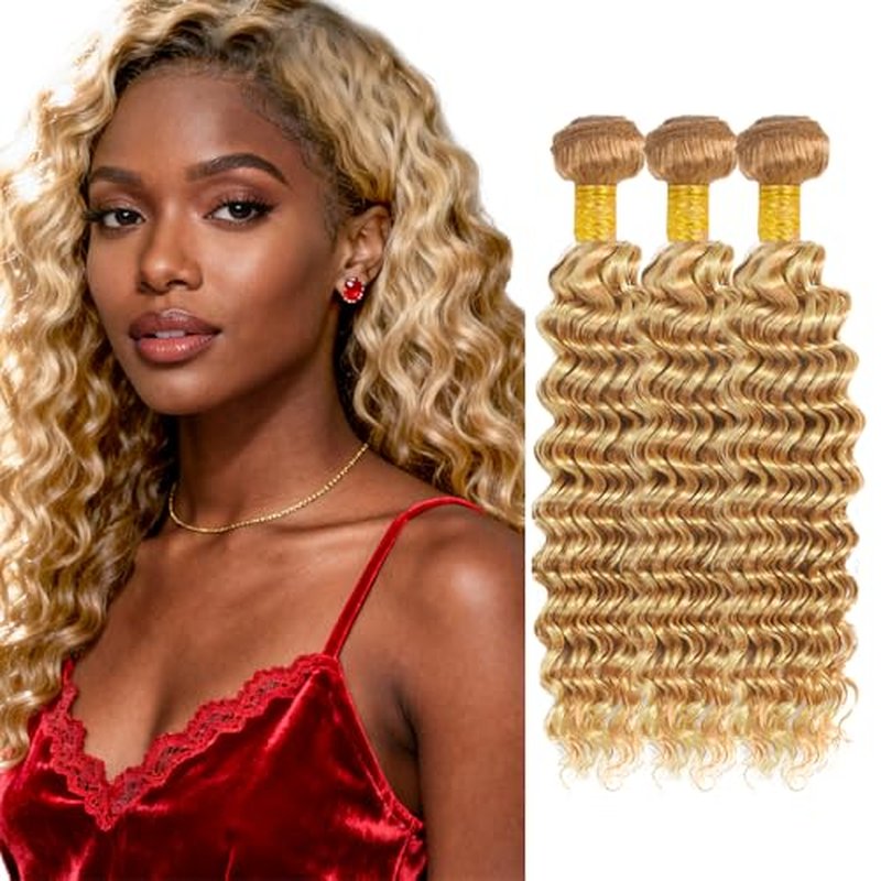 613 Blonde Deep Wave Human Hair Bundles 20 22 24 inch