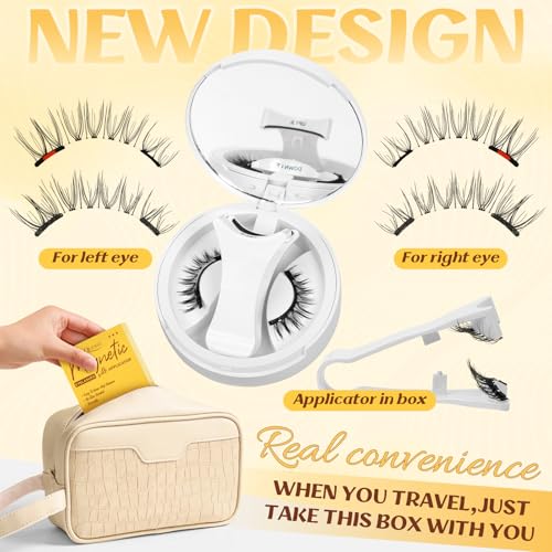 QUEWEL Magnetic Eyelashes with Applicator - No Glue Reusable Lashes