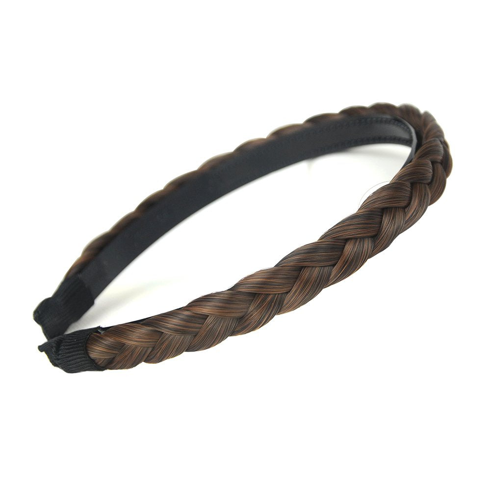 Gledola Braided Headband With Teeth Braids Hairband With Tooth Synthetic Hair Band Plaited Hairband For Women (Copper Brown)