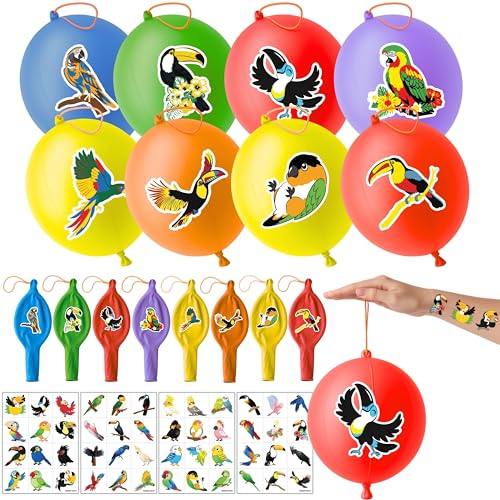 72pc Parrot Party Favor Pack - Balloons & Tattoos