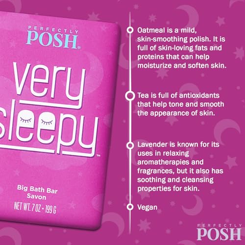 Perfectly Posh - Very Serene Big Bath Soap Bar - Soothing and Moisturizing Soap with Lavender & Shea Butter - for Rejuvenating Bath Time - 7oz