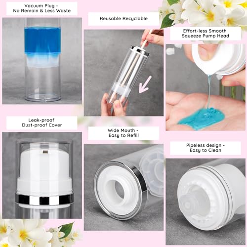 Segbeauty 5oz Clear Refillable Cosmetic Containers,Pack of 3 Airless Pump Bottles 150ml Empty Travel Size Bottles Airless Cosmetic Pump Container Vacuum Cosmetic Travel Bottle for Toiletries