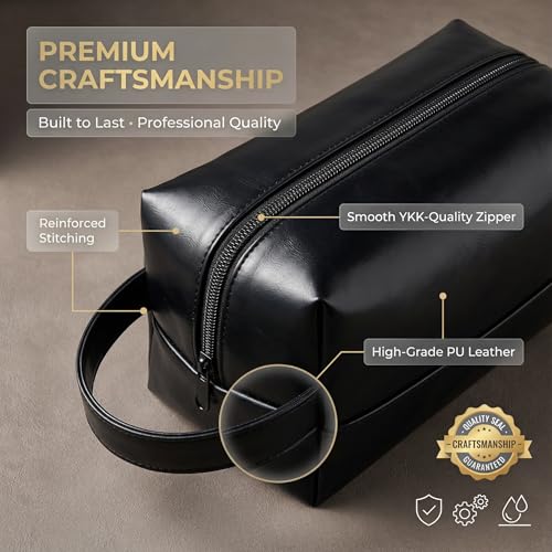 Men's Travel Toiletry Bag - Water-Resistant Dopp Kit Organizer