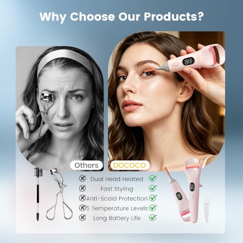 DOCOCO Heated Eyelash Curler Dual Head - USB-C Rechargeable
