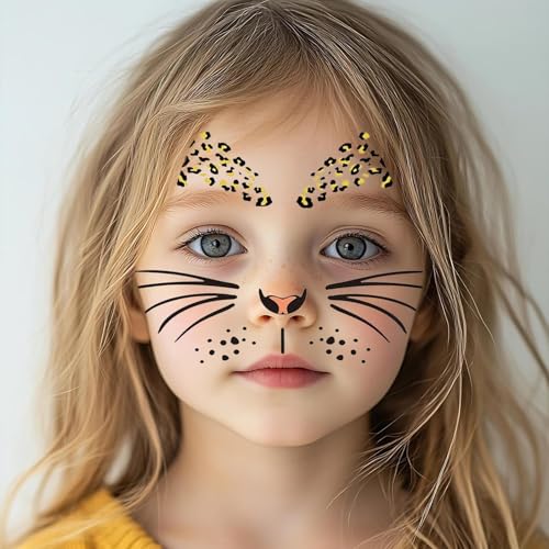 8 Sheets Leopard Face Temporary Tattoos for Halloween Costume