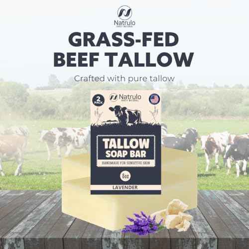 Beef Tallow Soap Bar ? All Natural Grass Fed Tallow Soap Lavender ? Moisturizing Face & Body Wash Great for Eczema, Dry, Itchy, Sensitive Skin ? Handcrafted Bath Soap for Adults, Kids, Made in USA