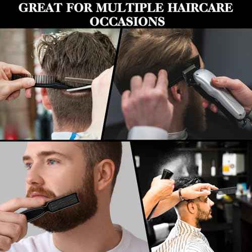 DUAIU 9Pcs Hair Comb Set, Professional Barber Combs for Hair Cutting and Styling - Premium Grade Hair Spray Bottle Neck Duster Barber Brush Set, Taper Texture Clipper Comb Tools for Men Boys