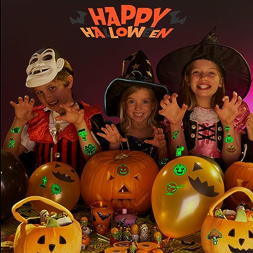 Glow in Dark Halloween Temporary Tattoos for Kids, 102 PCS