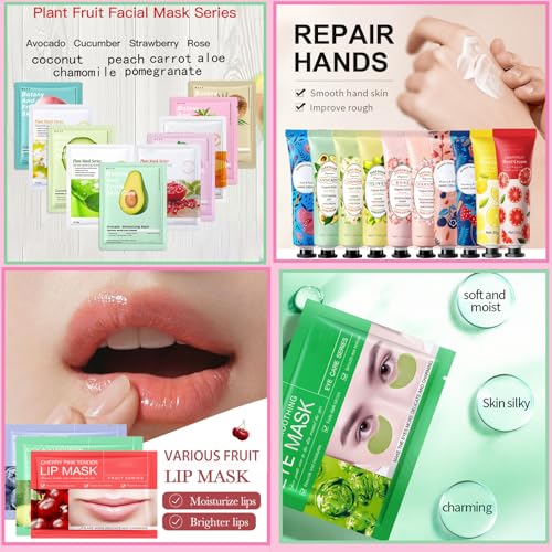 100PCS Spa Party Supplies for Women, Party Favors,Facial Masks,Under Eye Patches,Hand Cream, Lip mask,Foot Masks,Hair Band Organza Bags,Skin Care Set,Gifts for Women Holiday Birthday Home Spa Day Kit