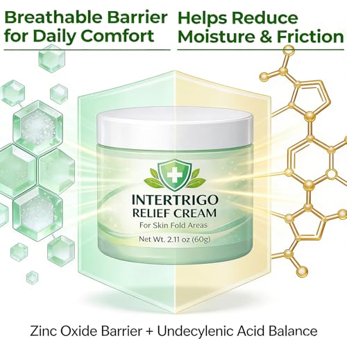 Intertrigo Cream for Belly Folds, Skin Fold Barrier Cream with Zinc Oxide & Undecylenic Acid, Fast-Drying, Non-Greasy Daily Care for Friction-Prone Areas(1)