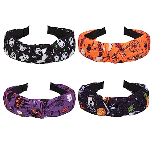 Twinfree 4pcs Halloween Headbands Skull Pumpkin Headwear Festival Hair Decoration Halloween Cosplay Party