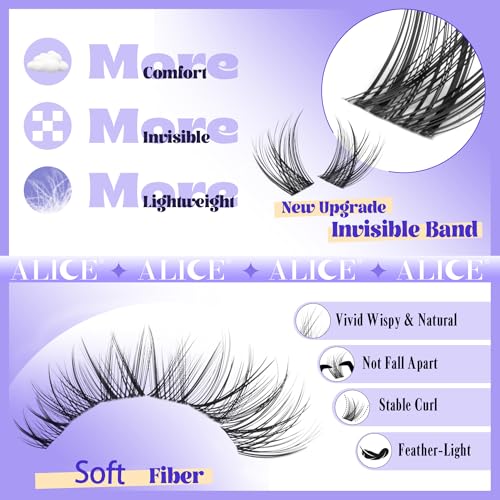 ALICE Wispy Cluster Lashes DIY Extension 8-16mm Invisible Band