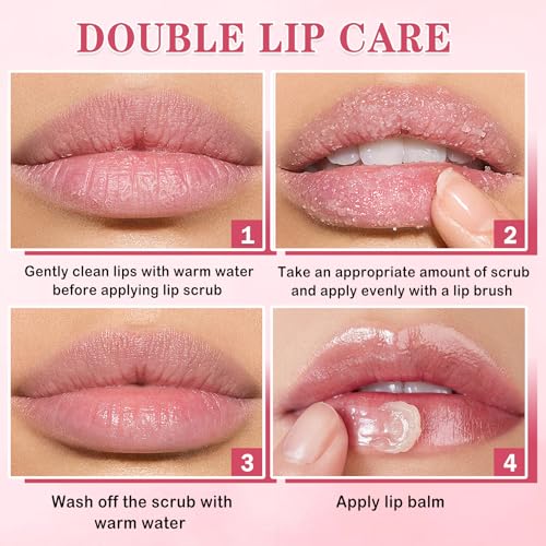 4-Piece Lip Scrub and Mask Set - Strawberry & Honey