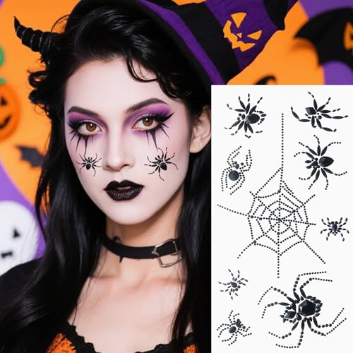 Halloween Spider Face Gems - Black Rhinestone Stickers