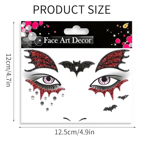 Halloween Face Jewels Tattoo Stickers – Vampire Bat Gems
