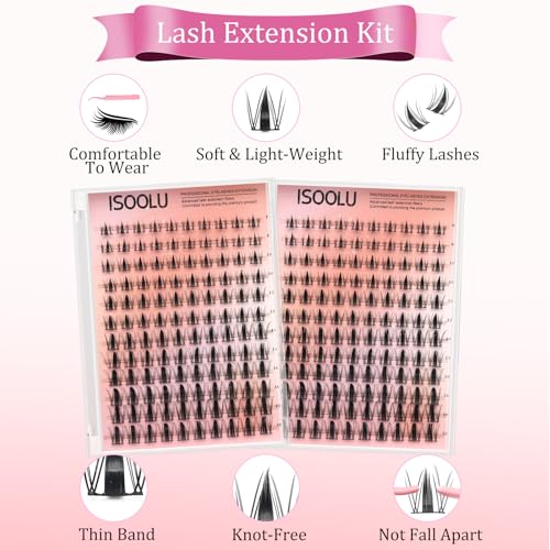 Lash Clusters Kit - 240 Pcs DIY Eyelash Extension with Bond & Seal