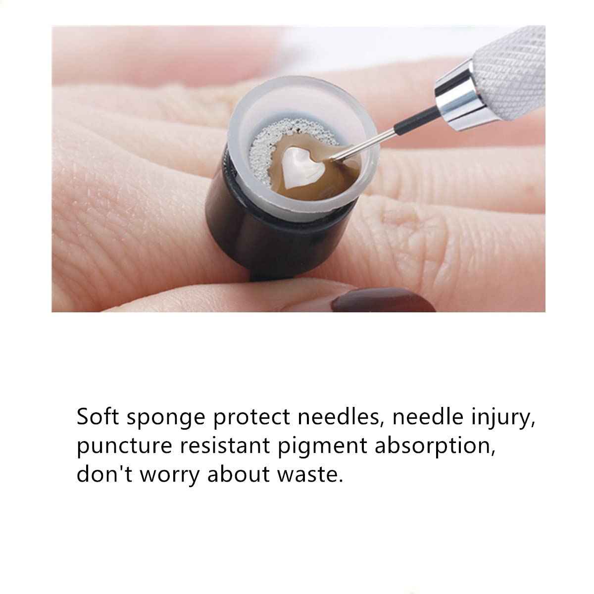 RUITASA Ink Ring Cups, 50 PCS Microblading Pigment Glue Rings, Sponge Ink Cups, Tattoo Ink Ring Cups for Microblading Supplies,Eyebrow Tools