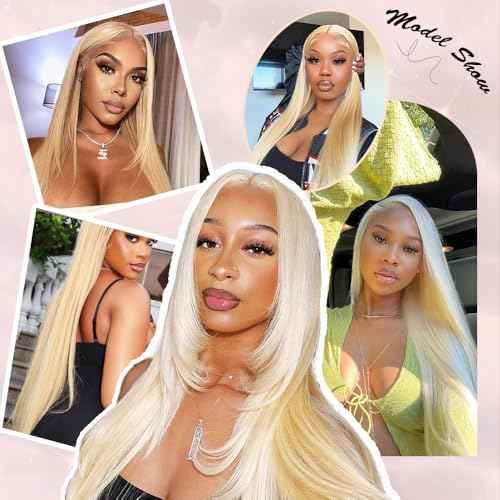 613 Bundles Human Hair 3Bundles Light Blonde Color Real Human Hair Bundles Extensions 613 Straight Human Hair 3Bundles (101214 Inch)