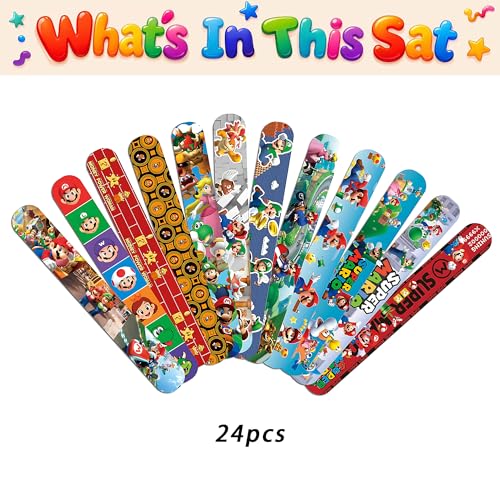 24Pcs Mario Galaxy Slap Bracelets Set - Super Bros Party Favors
