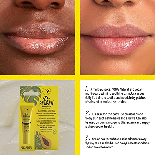 Dr. PawPaw Multipurpose Original Balm Set - Hydrating Lip Balm with Pawpaw, Aloe Vera and Olive Oil - Moisturizer for Lips, Skin and Hair - 3 pc