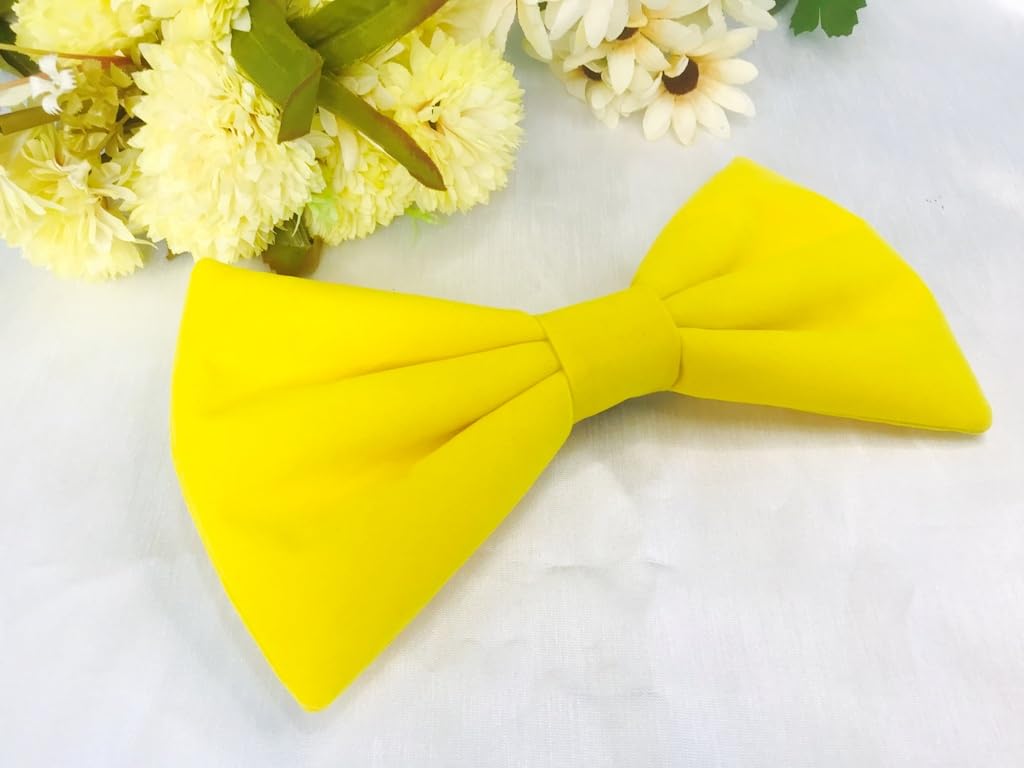 Big Oversize Velvet Bowknot Bows Hair Clips Headband: H47 (Yellow-CL)