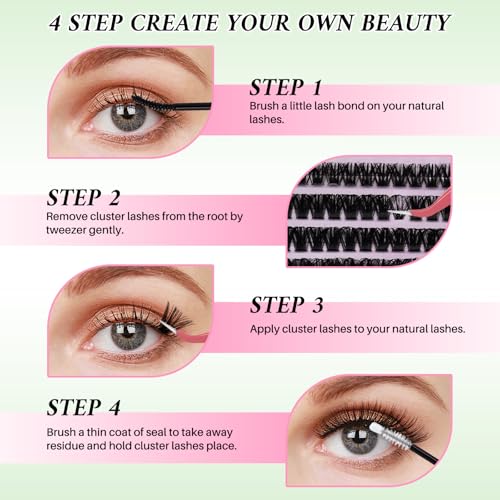 Lash Clusters Kit 640pcs - DIY Eyelash Extensions with Bond & Seal