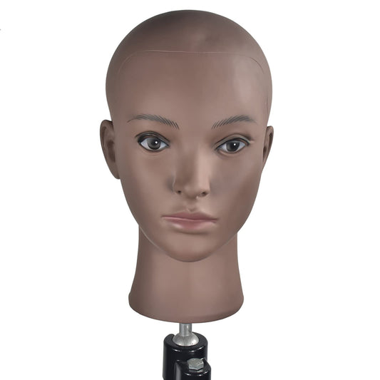 MIAOMANZI Bald Female Training Head Cosmetology Mannequin Head for Wigs Making and Display with Free clamp