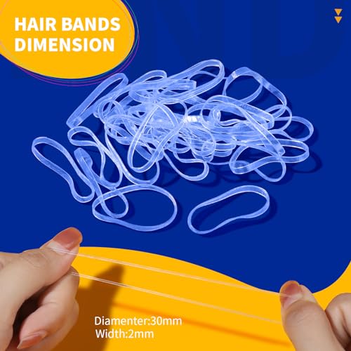 Teenitor Clear Elastic Hair Bands, 2000pcs Mini Hair Rubber Bands, Hair Ties, Soft Hair Elastics Ties, 2mm in Width and 30mm in Length