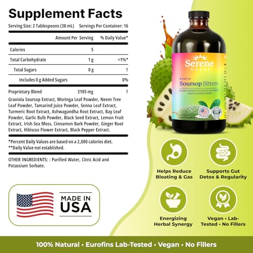 Serene Herbs Soursop Bitters Liquid - 16 fl oz Gut Health