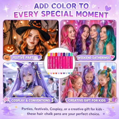 Kpop Hair Chalk 10 Colors - Temporary Washable Hair Dye